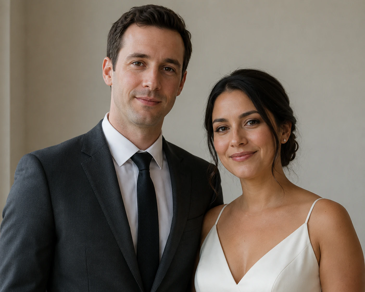 Identity portrait of Daniel and Sofia on their wedding day.